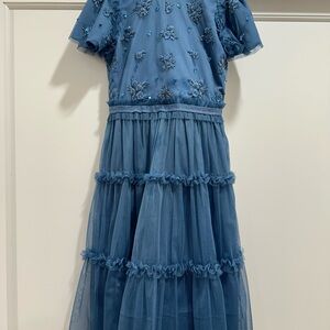 Ivy City Co Blue Floral Kids Formal Dress